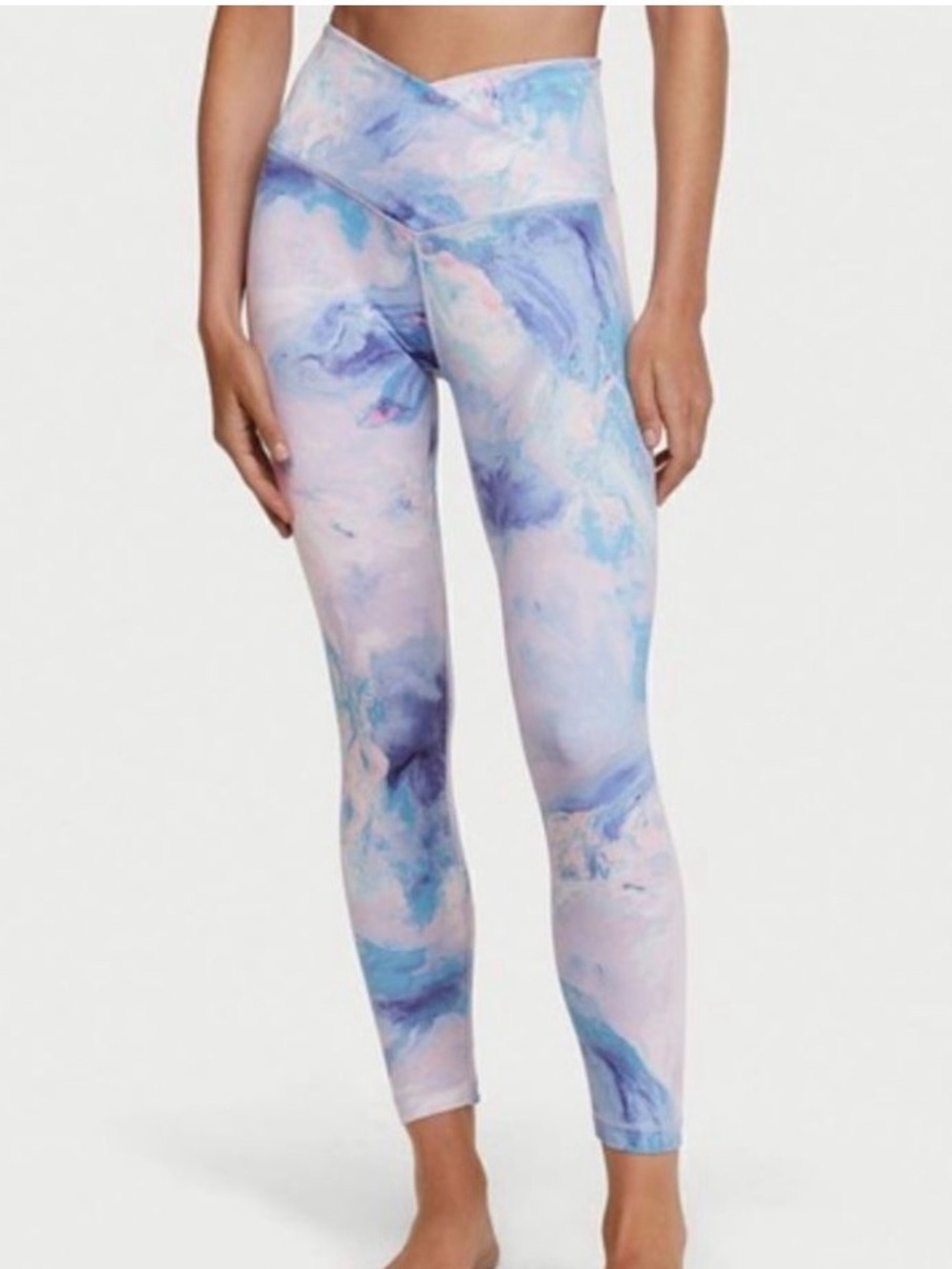 Victoria's Secret Marble-Print High-Rise Leggings in Pastel Blue & Pink